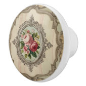 Victoriaans ingelijste Rozen Keramische Knop (Rechts)
