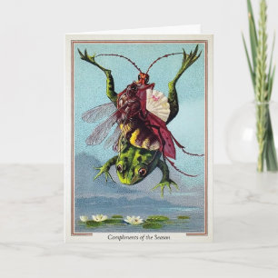 Victoriaans Insecten op Kikker Kerst Kaart