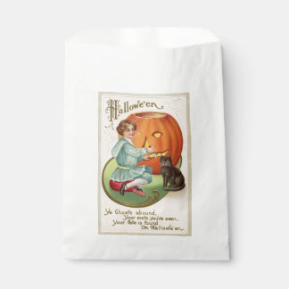 Victoriaans jongen Carving Pumpkin Halloween Bedankzakje
