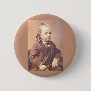 Victoriaans jongen met een ongelukkige haarstijl ronde button 5,7 cm