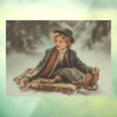 Victoriaans jongen op een slee raamsticker (Vel 3)