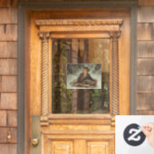 Victoriaans jongen op een slee raamsticker (Huis Deur)