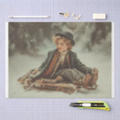 Victoriaans jongen op een slee tissuepapier (Craft)