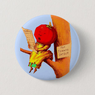 Victoriaans kaart tomatenkoppelvrouw ronde button 5,7 cm