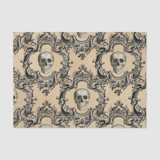 Victoriaans Kader Skulls Gothic Skeleton Gothic Tissuepapier (Voorkant)