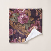 Victoriaans Kant Paarse Rozen Monogram Bad Handdoek (Wasdoekje)