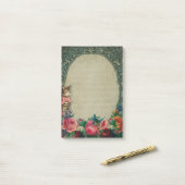 Victoriaans kat- en bloemen na de opiniepeiling post-it® notes (Op bureau)