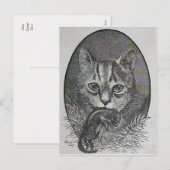 Victoriaans kat met Chipmunk Christmas Briefkaart (Voorkant / Achterkant)