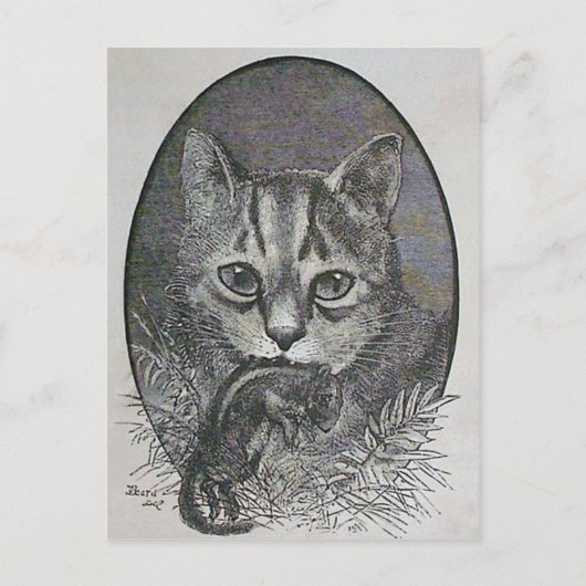 Victoriaans kat met Chipmunk Christmas Briefkaart (Voorkant)