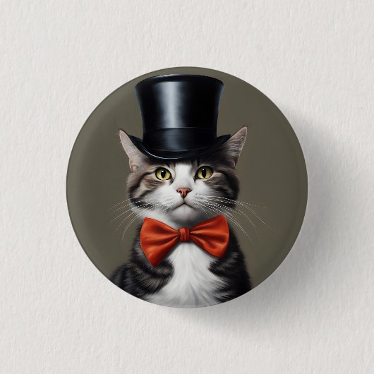 Victoriaans kat ronde button 3,2 cm (Voorkant)