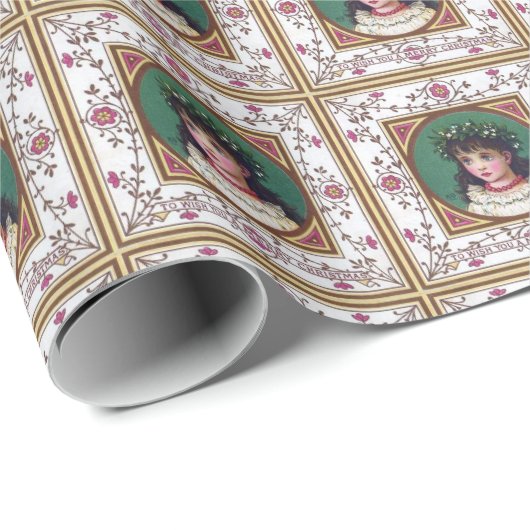  Victoriaans Kate Greenaway XMas Cadeaupapier (Rol Hoek)