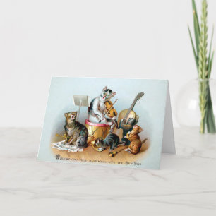 Victoriaans katten — nieuwjaarskaart feestdagen kaart