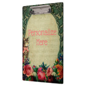 Victoriaans kattenblademuziek Bloemen Groene Pin Klembord (Links)