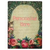 Victoriaans kattenblademuziek Bloemen Groene Pin Klembord (Achterkant)