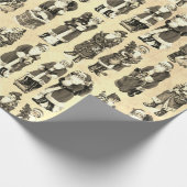 Victoriaans Kerst Beige Santa Pattern Cadeaupapier (Hoek)