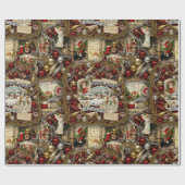 Victoriaans Kerst Heirloom Vakantie Cadeaupapier (Vlak)