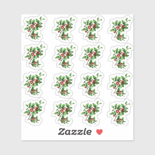  Victoriaans Kerst Holly Envelope Seal Sticker (Vel)