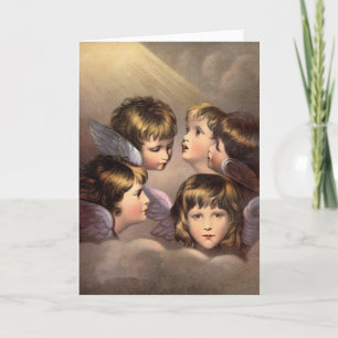 Victoriaans kerst Kaart Caroling Angels