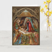 Victoriaans kerst Kaart geboorte (Gele Bloem)