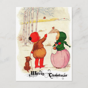 Victoriaans kerst kinderen Briefkaart