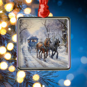 Victoriaans kerst koets rit metalen ornament