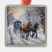 Victoriaans kerst koets rit metalen ornament (Voorkant)