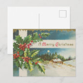 Victoriaans kerst met Holly Berries Briefkaart (Voorkant / Achterkant)