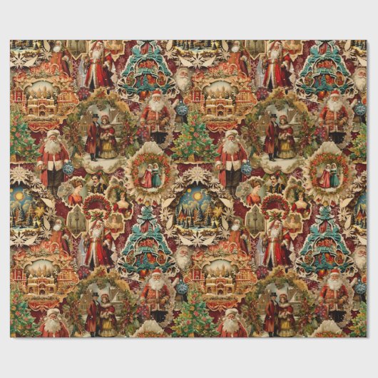 Victoriaans Kerst Papier Ornamenten Collage (Vlak)