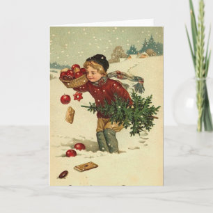 Victoriaans kerst retro kunst feestdagen kaart