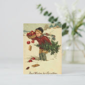 Victoriaans kerst  retro kunst feestdagenkaart (Staand voorkant)