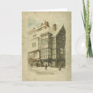 Victoriaans kerst  stad scène verontwaardigd feestdagen kaart