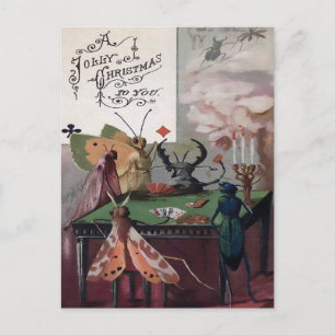 Victoriaans kerst van Poker Bugs Briefkaart