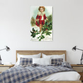 Victoriaans kerstbriefkaart met een jongen canvas afdruk (Insitu (Slaapkamer))