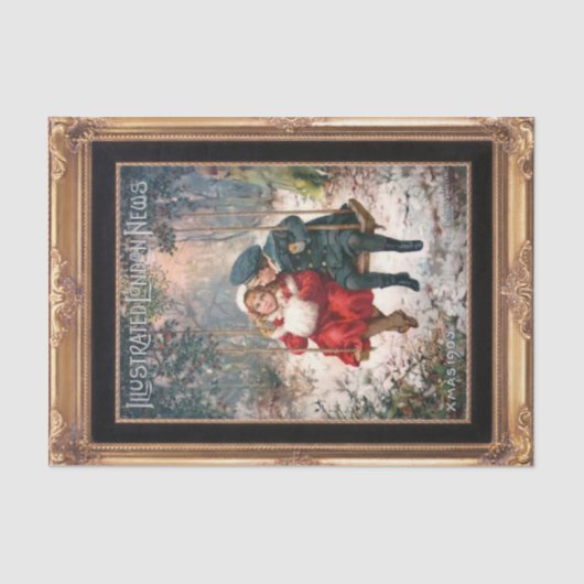 Victoriaans kerstcadeaupapier tissuepapier (Voorkant)