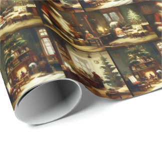 Victoriaans kerstcadeaupapier voor kerstfeestdagen cadeaupapier