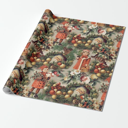  Victoriaans kerstcadeautjes Cadeaupapier (Uitgerold)