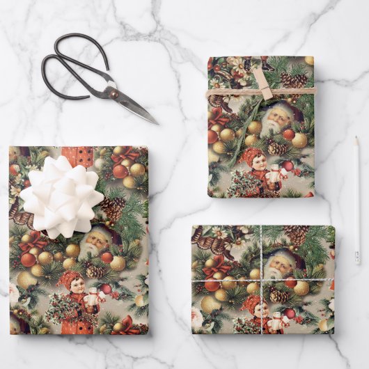 Victoriaans kerstcadeautjes Inpakpapier Vel (Voorkant)