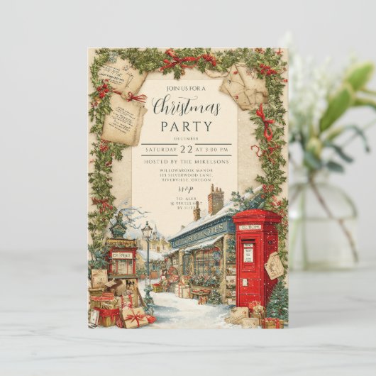 Victoriaans Kerstdorp Kaart (Staand voorkant)