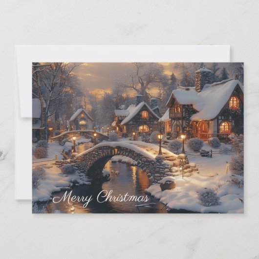 Victoriaans kerstdorp  winterlandschap feestdagenkaart (Voorkant)