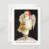 Victoriaans kerstengel feestdagenkaart (Voorkant / Achterkant)