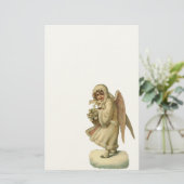 Victoriaans kerstengel Girl Briefpapier (Staand voorkant)