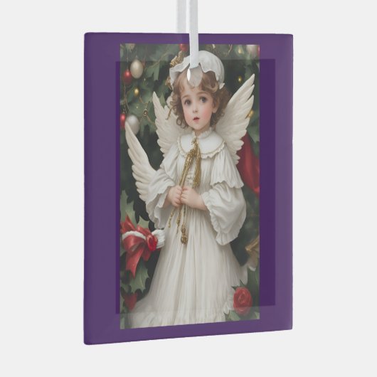  Victoriaans kerstengel Glas Ornament (Voorkant Rechts)