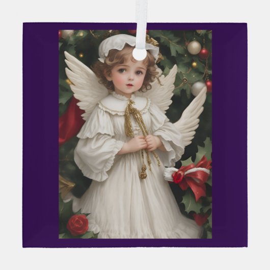  Victoriaans kerstengel Glas Ornament (Achterkant)