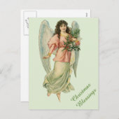 Victoriaans Kerstengel Zegeningen Kaart (Voorkant / Achterkant)