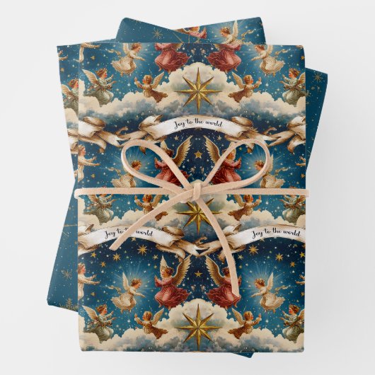 Victoriaans kerstengelen Inpakpapier Vel (In situ)