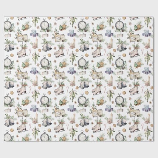 Victoriaans kerstfeestdag Cadeaupapier (Vlak)