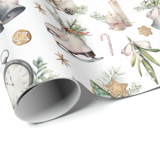 Victoriaans kerstfeestdag Cadeaupapier (Rol Hoek)