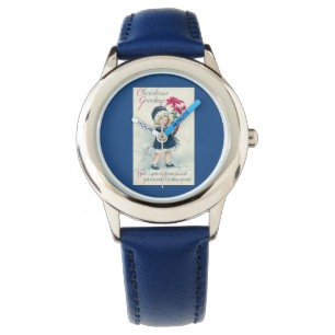 Victoriaans kerstfeestdag in Girl Vintage Horloge