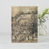  Victoriaans kerstfeestdag Kaart (Staand voorkant)