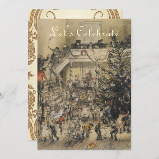  Victoriaans kerstfeestdag Kaart (Voorkant / Achterkant)